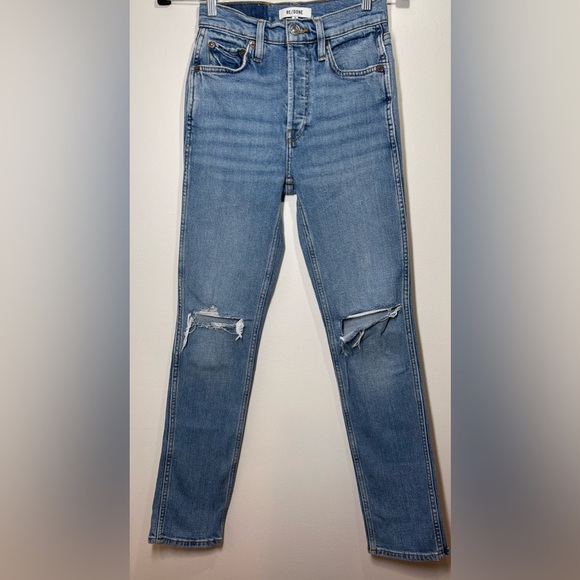 RE/DONE Jeans Women’s Size 24 Originals 80s Slim Straight in Brisk Blue - Picture 1 of 15